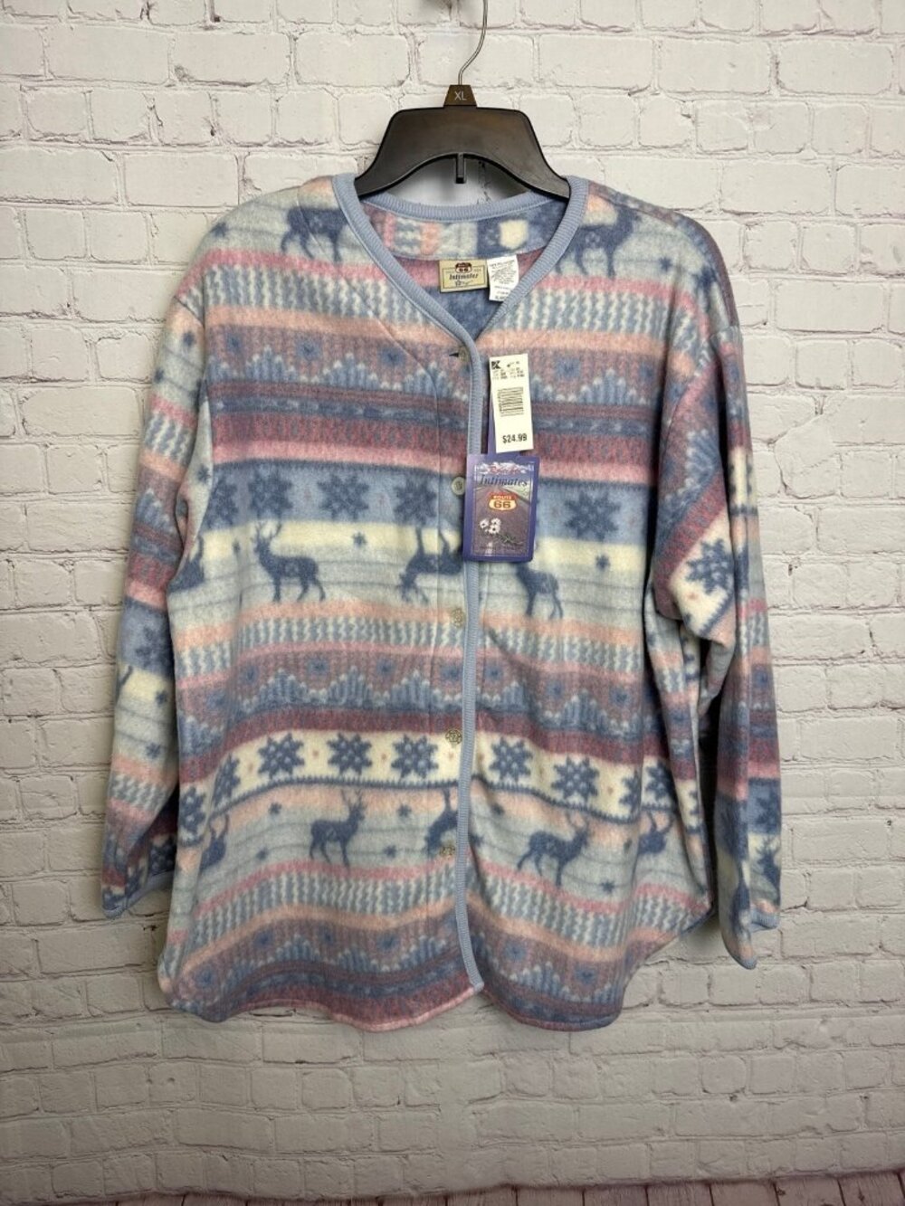 Route 66 Intimates XL winter fair isle printed fleece jacket New deadstock vtg